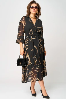 Платье 7322 черный с принтом EVA GRANT