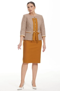 Костюм с юбкой 3351 горчица Elady
