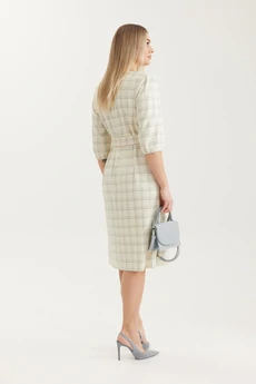 Платье 4709 молочный в клетку Elady