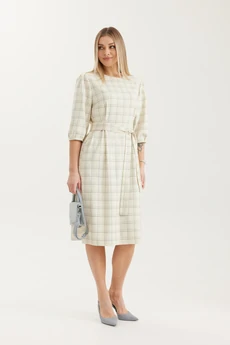 Платье 4709 молочный в клетку Elady