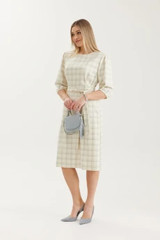 Платье 4709 молочный в клетку Elady