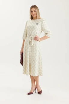 Платье 4712 молочный в клетку Elady