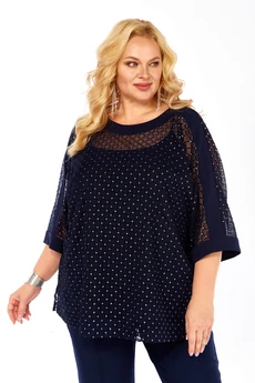 Блузка 2420а темно-синий Элль-стиль