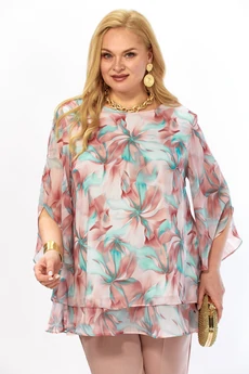 Блузка 2213-14а мятно-бордовый Элль-стиль