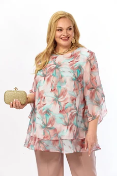 Блузка 2213-14а мятно-бордовый Элль-стиль