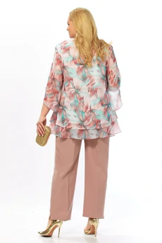 Костюм брючный 2213-14 мятно-бордовый+капучно Элль-стиль