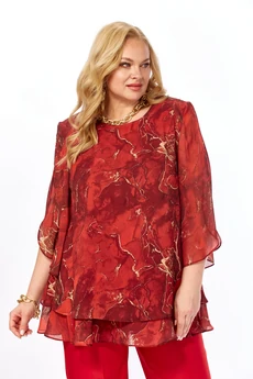 Блузка 2213-16а красный мрамор Элль-стиль