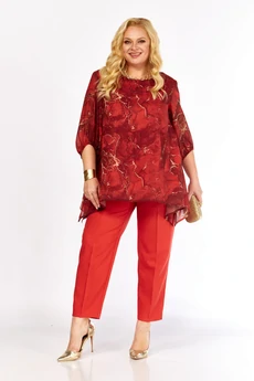 Костюм брючный 2263-13 красный Элль-стиль