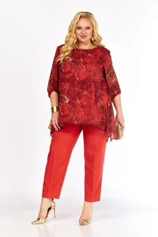 Костюм брючный 2263-13 красный Элль-стиль