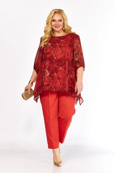 Костюм брючный 2263-13 красный Элль-стиль