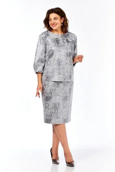 Костюм с юбкой 2400-1 серебро Элль-стиль
