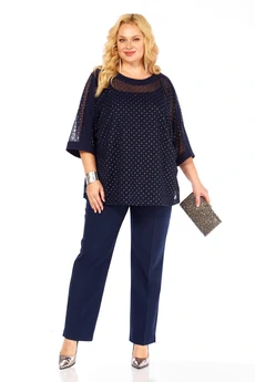 Костюм брючный 2420 темно-синий Элль-стиль