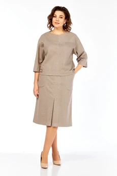 Костюм с юбкой 2441-2 кофе Элль-стиль