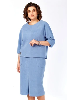 Костюм с юбкой 2141-3 голубой Элль-стиль