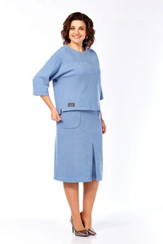 Костюм с юбкой 2141-3 голубой Элль-стиль