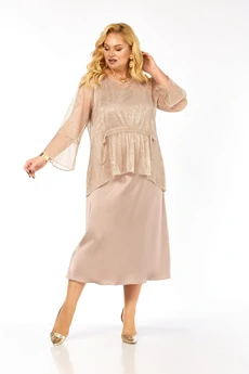 Костюм с платьем 2451 пудра Элль-стиль