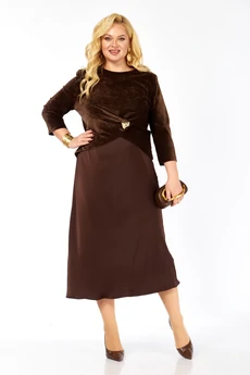 Костюм с платьем 2452 шоколад Элль-стиль