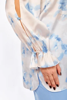 Блузка 2454а бежевый + голубой Элль-стиль