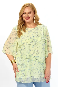Блузка 2465а-1 лимонный+голубой Элль-стиль