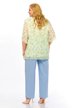 Костюм брючный 2465-1 лимонный+голубой Элль-стиль