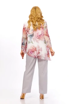 Блузка 2467а белый+розовый принт Элль-стиль