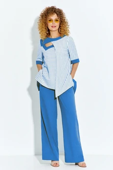 Костюм брючный 598 голубой Euro Moda