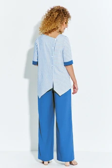 Костюм брючный 598 голубой Euro Moda