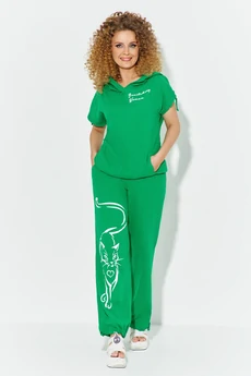 Костюм брючный 602 зеленый Euro Moda