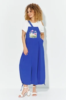 Платье 610 лазурный + белый Euro Moda