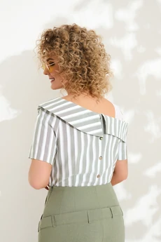 Костюм брючный 617 хаки + полоска Euro Moda