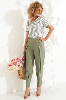 Костюм брючный 617 хаки + полоска Euro Moda