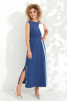 Платье 729 синий + белый Euro Moda