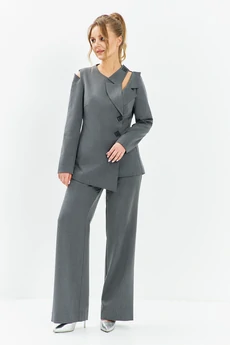 Костюм брючный 637 серый Euro Moda