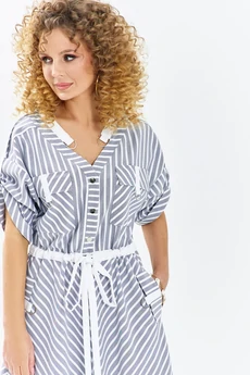 Платье 684 серо-синий Euro Moda