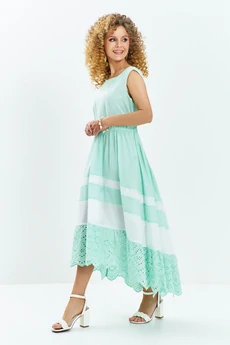 Платье 712 мятный- белый Euro Moda