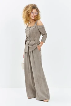 Костюм брючный 713 бежевый меланж Euro Moda