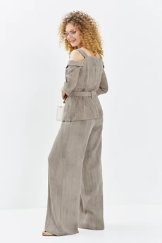 Костюм брючный 713 бежевый меланж Euro Moda