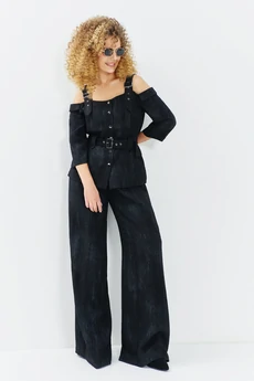 Костюм брючный 713 черный меланж Euro Moda