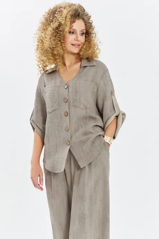 Костюм брючный 714 бежевый меланж Euro Moda