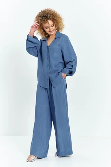 Костюм брючный 714 голубой меланж Euro Moda