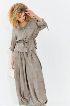 Костюм брючный 716 бежевый меланж Euro Moda