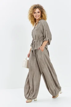 Костюм брючный 716 бежевый меланж Euro Moda