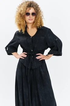 Костюм брючный 716 черный меланж Euro Moda