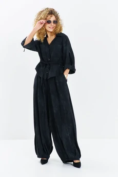 Костюм брючный 716 черный меланж Euro Moda