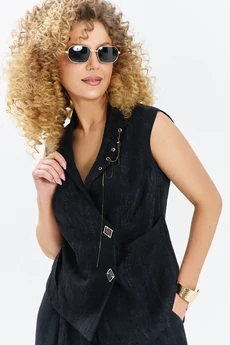 Костюм брючный 720 черный меланж Euro Moda