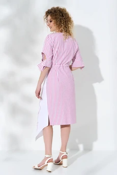 Платье 730 розовая полоса + белый Euro Moda