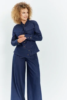 Костюм брючный 735 синий Euro Moda