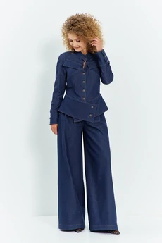 Костюм брючный 735 синий Euro Moda