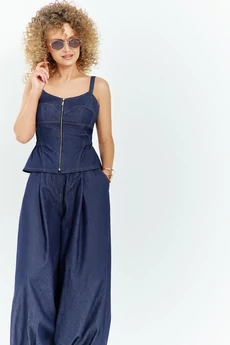 Костюм брючный 739 синий джинс Euro Moda