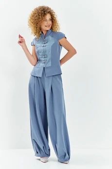 Костюм брючный 747 голубой Euro Moda
